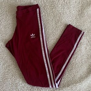 Adidas 3 Striped Legging // Burgundy